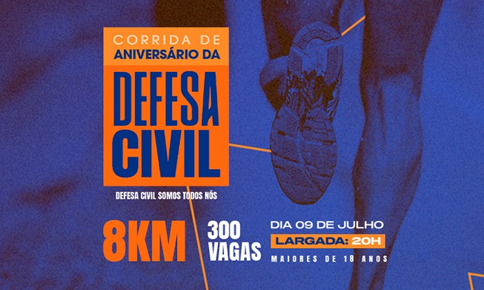 Inscrições para Corrida de Aniversário da Defesa Civil abrem nesta quinta-feira