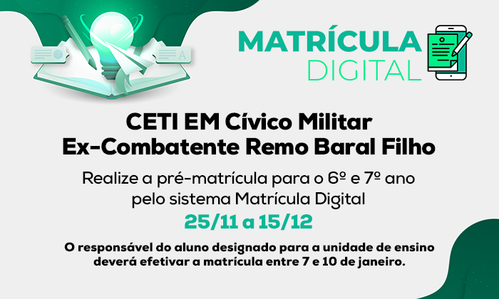 Pr-matrcula para Ceti E.M. Cvico Militar Remo Baral